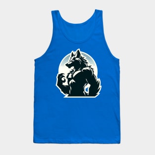 Simple Anthro Furry Werewolf Silhouette Tank Top